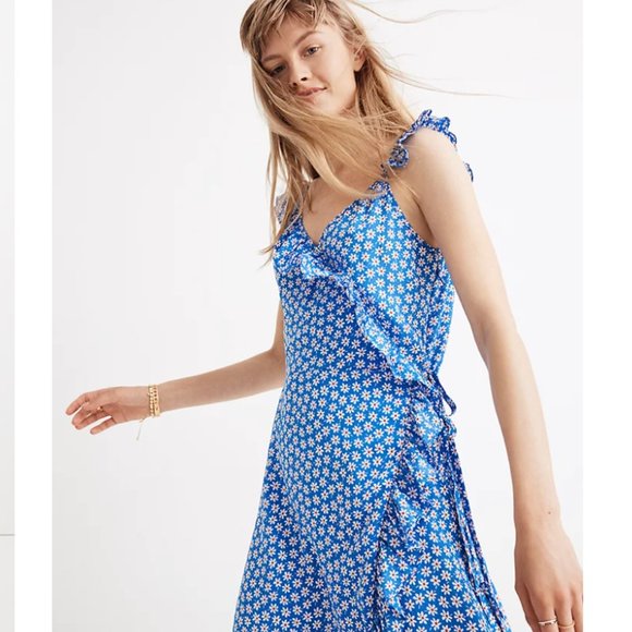 Madewell Women's Ruffled Wrap Maxi Dress in Mini Daisy 00 - Picture 3 of 10